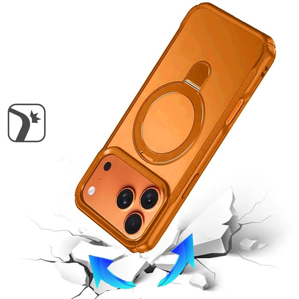 Phone Case for Apple iPhone 17 Pro Max (6.9") Magnetic Ring Stand Matte Finish Shockproof Grip Slim Armor Anti Fingerprint Protective Hybrid Cover Cosmic Orange
