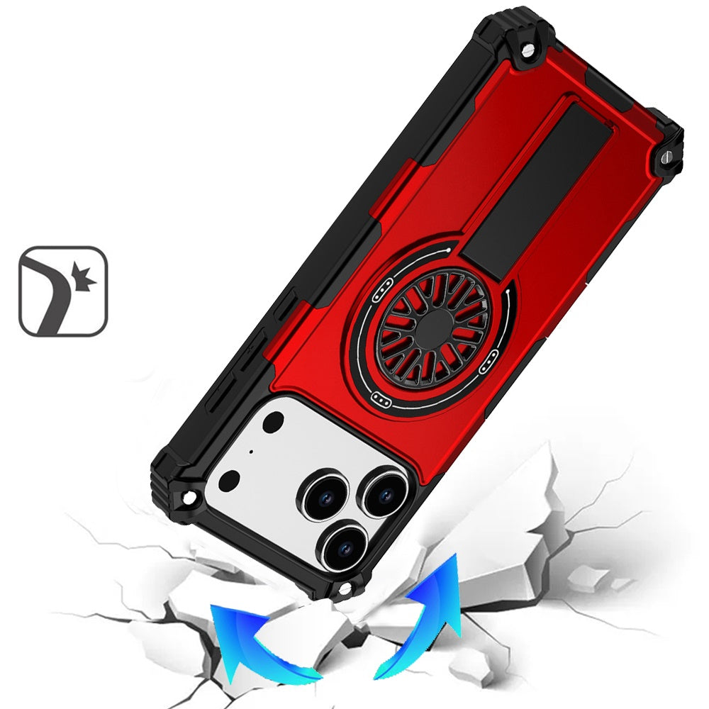 For Apple iPhone 17 AIR Texture Design Invisible Kickstand Case, MagSafe Compatible Hybrid Shockproof Cover, Car Mount Friendly Case Cover