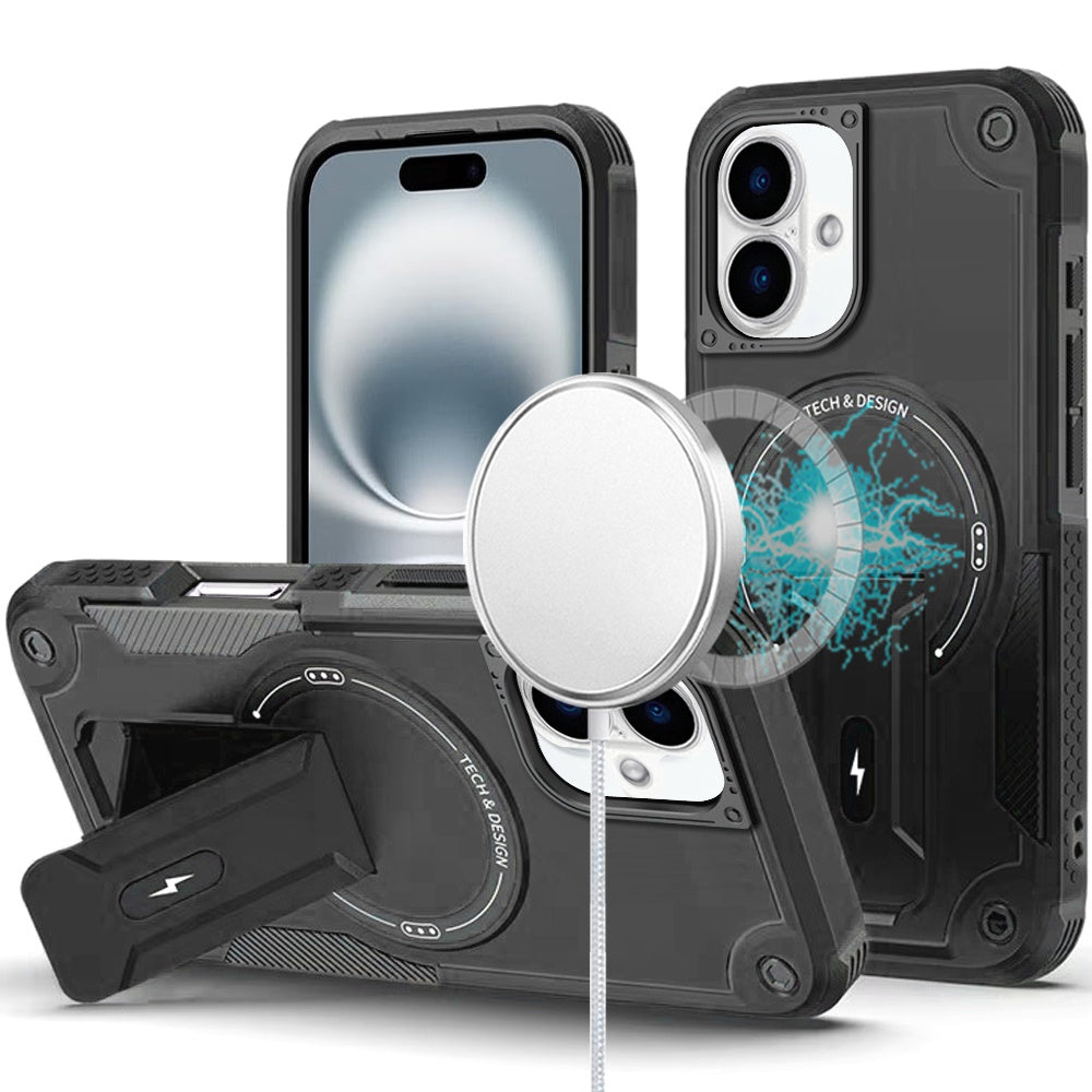 Phone Case for Apple iPhone 16 Plus Magnetic Kickstand Rugged Shockproof Armor Grip Anti Slip Heavy Duty Protective Matte Stand Hybrid Cover