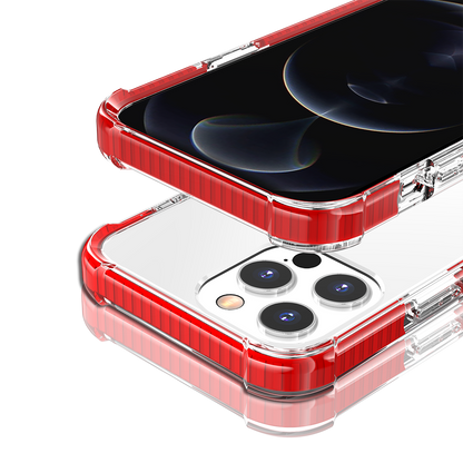 Phone Case for iPhone 14 Pro Max (6.7") Transparent Acrylic Shockproof Rugged Hybrid Heavy Duty Color Frame Raised Bezel Clear Durable Grip Cover Red