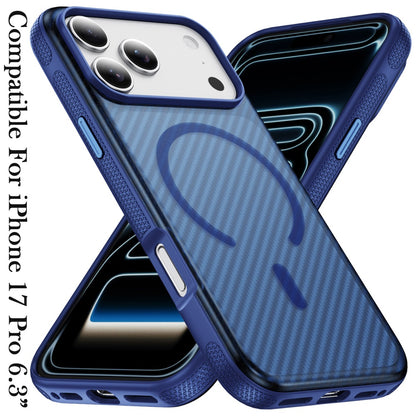 For Samsung Galaxy S26 Ultra Thick Carbon Design Magnetic Hybrid Drop Protection with Metallic Buttons & MagSafe Compatible Case Cover Blue