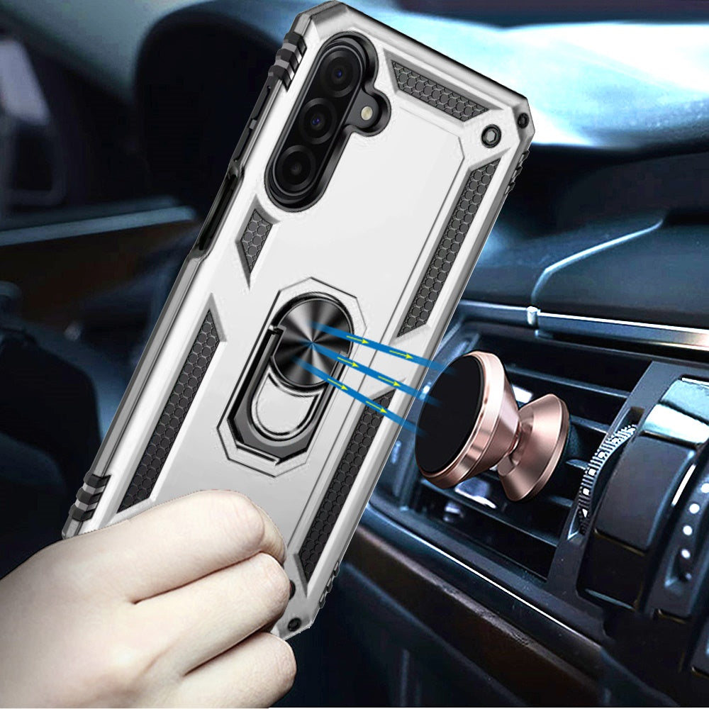 For Samsung Galaxy A17 5G Hybrid Shockproof Durable 360 Degree Rotatable Ring Stand Holder Kickstand Fit Magnetic Car Mount Case Cover