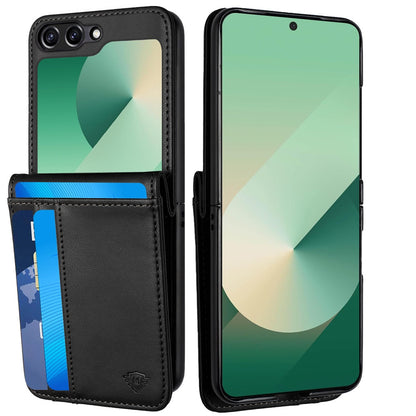 For Samsung Galaxy Z Flip 7 Wallet Case PU Leather Back Storage with Card ID Slot, Pocket Holder, Hybrid Protective Case Cover