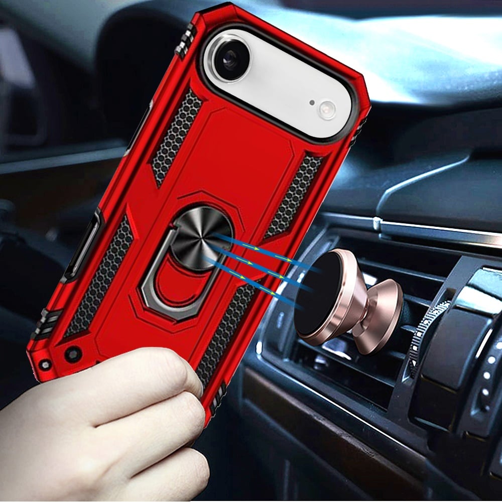 For Apple iPhone 17 Air (6.6") Hybrid Shockproof Durable 360 Degree Rotatable Ring Stand Holder Kickstand Fit Magnetic Car Mount Case Cover