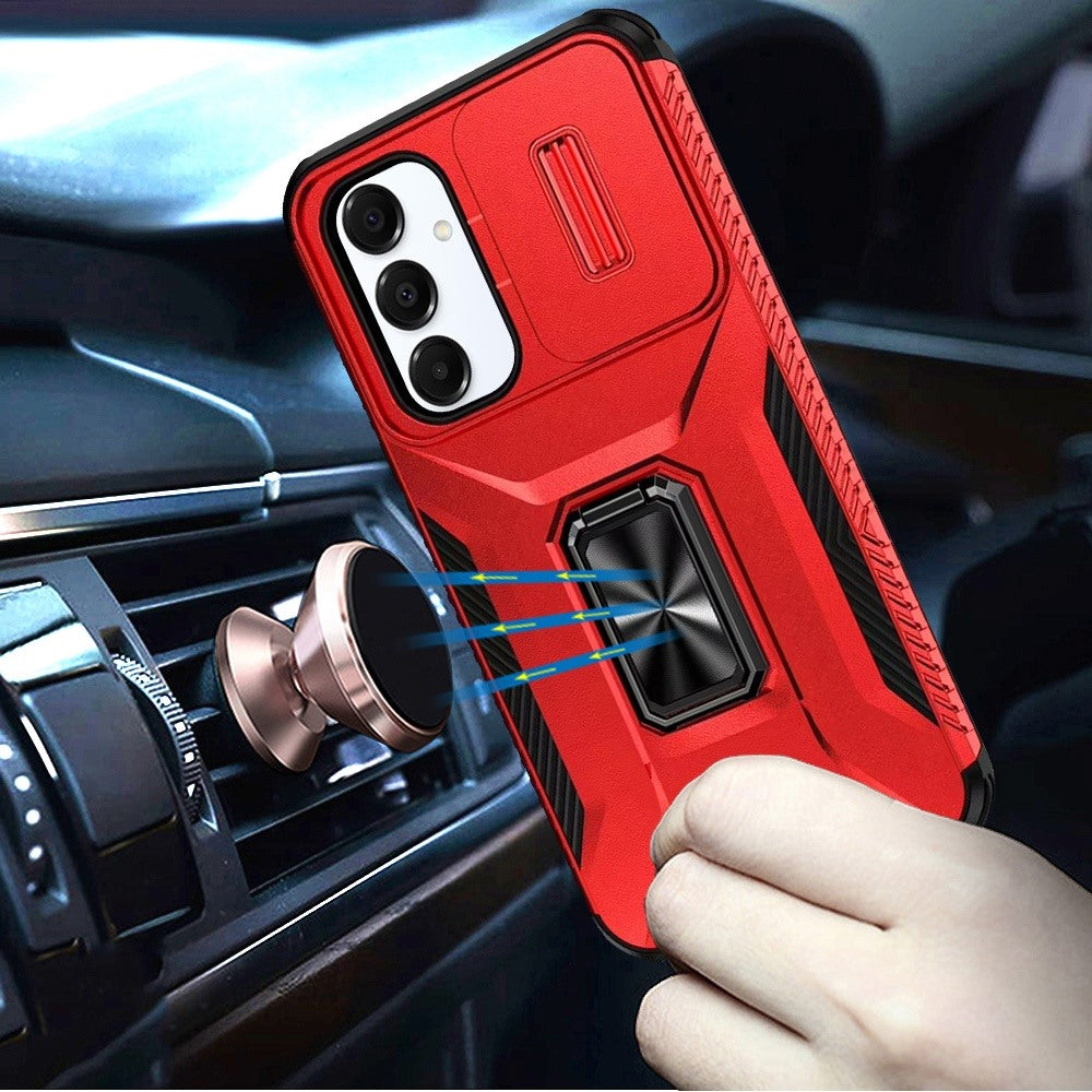 For Samsung Galaxy S25 FE, S25 Fan Edition Case, Camera Cover with Magnetic Rotation Ring Stand, Military Grade Hybrid Hard TPU Shockproof Case Cover