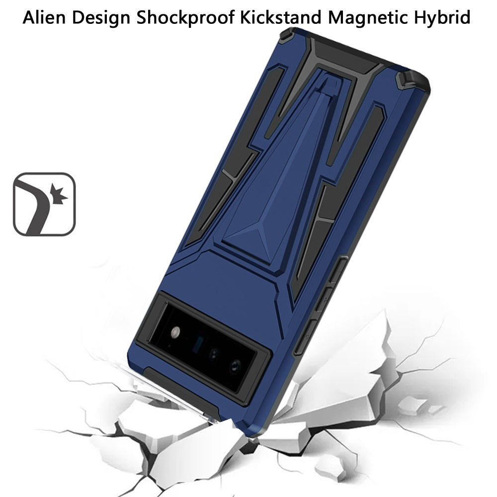 For Apple iPhone 13 Pro Max Heavy Duty Protection Hybrid Built-in Kickstand Rugged Shockproof Military Grade Dual Layer Full Body Case Cover Blue