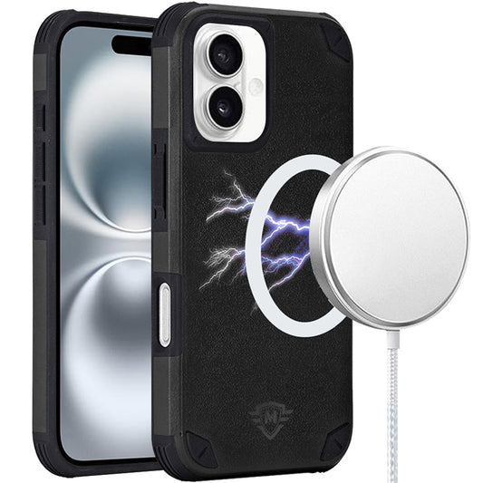 For Apple iPhone 16 (6.1") Heavy Duty Dual-Layer Rugged Protection, Shockproof Protective Tough Magnetic Compatible with MagSafe Case Cover