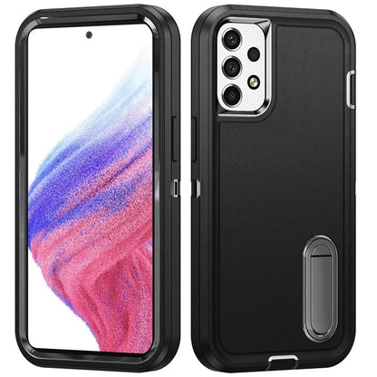 For Apple iPhone 16 (6.1") Hybrid 3 Layers Hard 3in1 Shockproof with Kickstand Heavy Duty Hard TPU Rubber Anti-Drop Case Cover Black