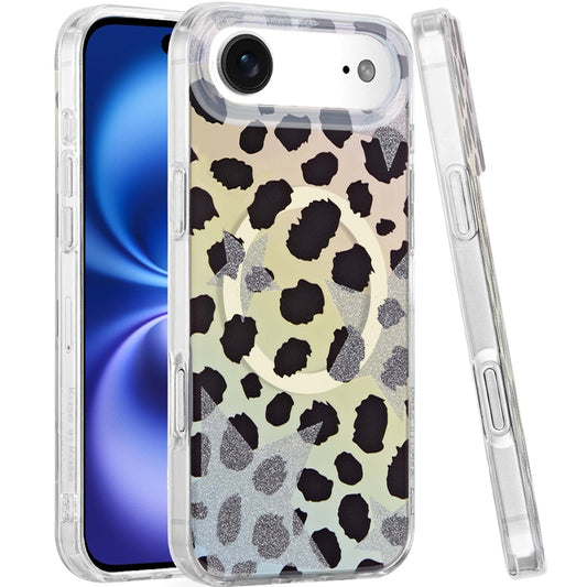 For Apple iPhone 17 AIR Stylish Pattern Fashion IMD Printed Design TPU Double Layer Slim Shockproof with Magnetic Back Case Cover Colorful Leopard