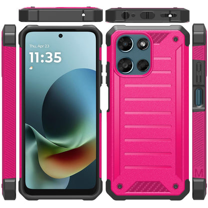 For Motorola Moto G 5G 2026/2025 Tough Lined Design Hybrid Shockproof Protective Rugged TPU Hard PC with Durable Grip Case Cover