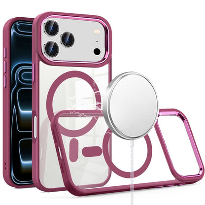 For Apple iPhone 17 Pro (6.3") MagSafe Compatible Transparent Greatest Clear Acrylic with Color Frame Thick Hybrid TPU Hard Case Cover Cosmic Orange