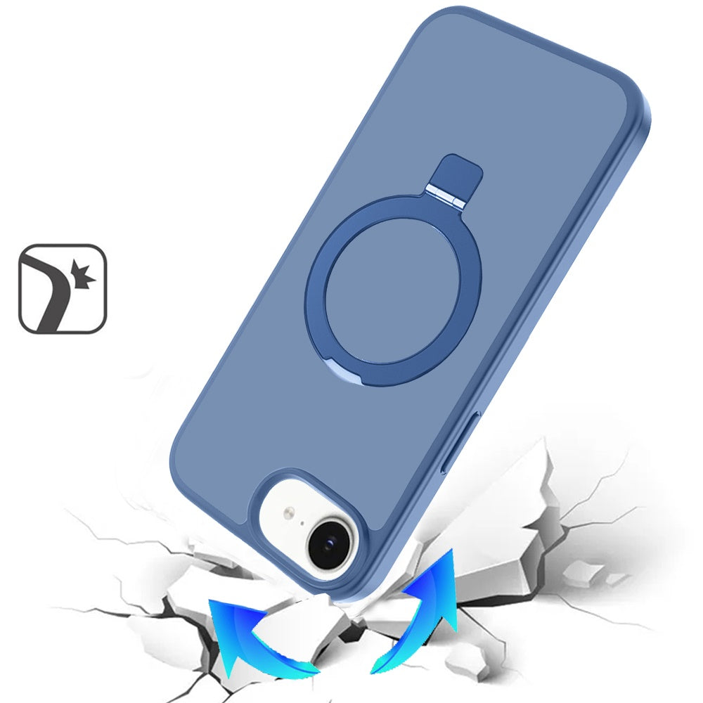 For Apple iPhone 17E /16E Magnetic Circle Back with Ring Stand Full Rotation Matte Hybrid Shockproof Case Cover
