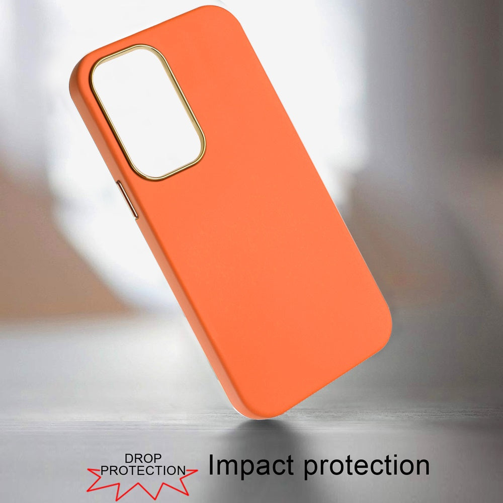 For Samsung Galaxy A37 Slim Classic Hybrid Around Rubber Gummy Gel Slick Hard PC Silicone TPU Chromed Button Case Cover