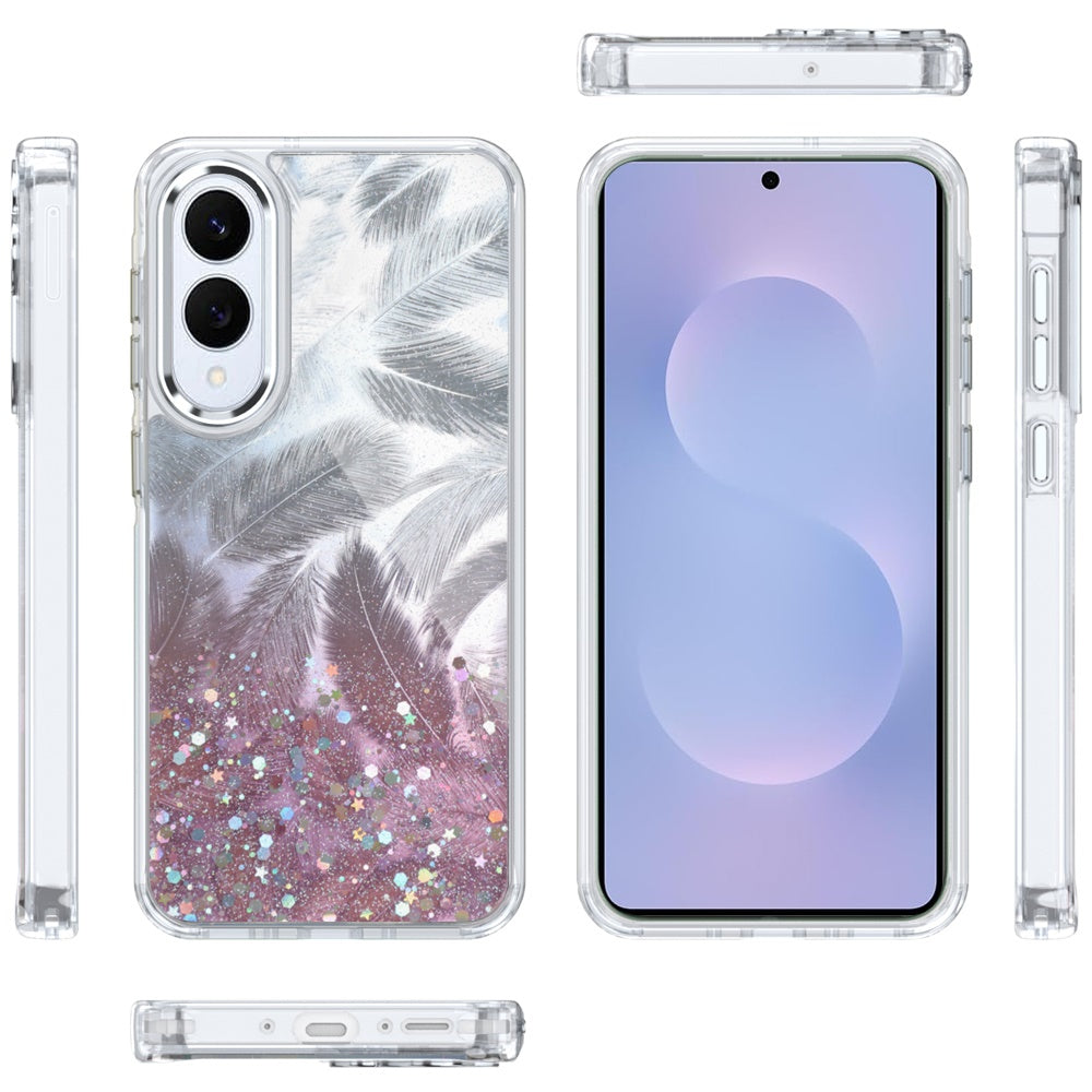 For Samsung Galaxy S25 EDGE Fashion Epoxy Glitter Shimmer Design, Hybrid Shockproof TPU, Stylish Sparkle Slim TPU Protective Case Cover