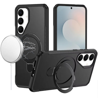 For Samsung Galaxy S26+ / S26 Plus Matte Finish Magnetic Ring Hybrid Protective Invisible Kickstand Magsafe Compatible Case Cover