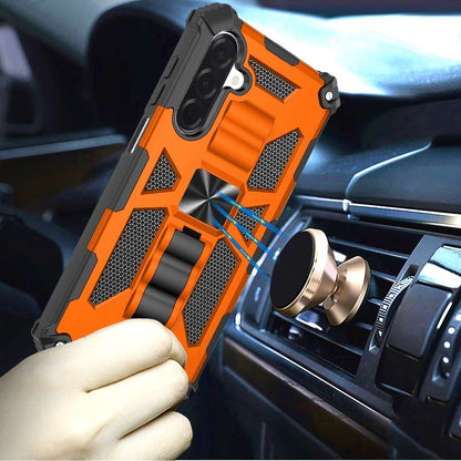 For Samsung Galaxy A17 5G Hybrid Shockproof [Military Grade] Rugged Protective with Magnetic Car Mount & Invisible Stand Case Cover Cosmic Orange