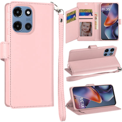 For Samsung Galaxy S26+ / S26 Plus Wallet Cases PU Leather with Credit Card /ID /Cash Holder Slot Dual Flip Book Pouch, Stand and Strap Case Cover Rose Gold