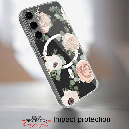 Hybrid Flower Design Stylish Fashion Case, MagSafe Compatible, Thick Shockproof Hard PC