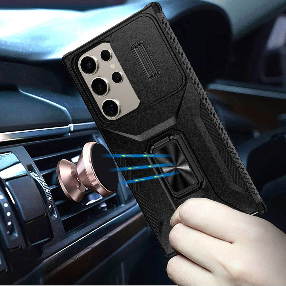 For Apple iPhone 17E /16E Case, Camera Cover with Magnetic Rotation Ring Stand, Military Grade Hybrid Hard TPU Shockproof Case Cover