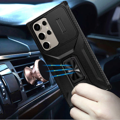 For Apple iPhone 17E /16E Case, Camera Cover with Magnetic Rotation Ring Stand, Military Grade Hybrid Hard TPU Shockproof Case Cover