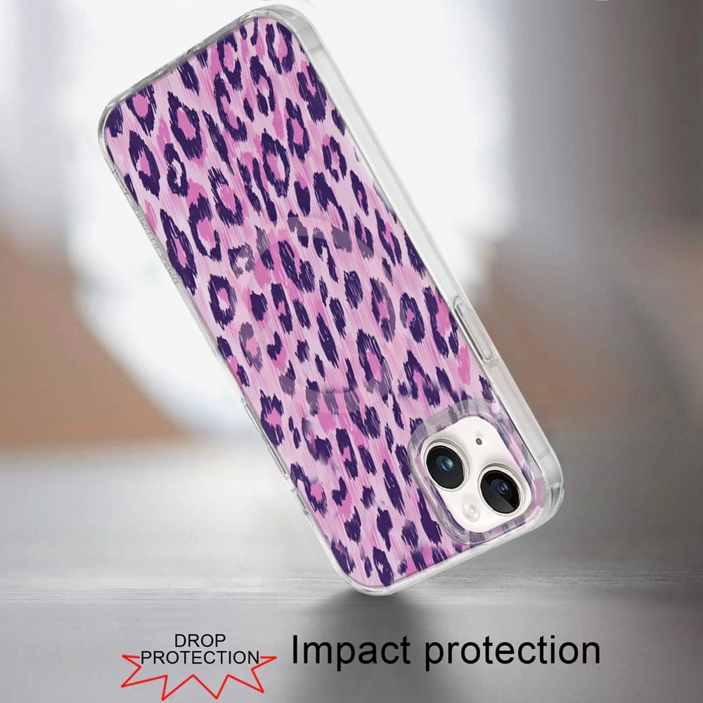 For iPhone 14/13 (6.1") Stylish Pattern Fashion IMD Printed Design TPU Double Layer Slim Shockproof with Magnetic Back Case Cover