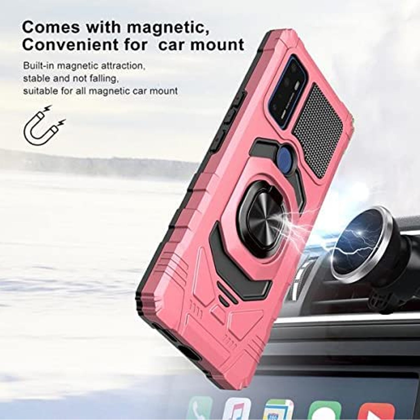 For Motorola Moto G Power 5G 2026 Hybrid Magnetic Car Mount Ring Kickstand Stand Holder Full-Body Armor Protective [Military Grade] Case Cover Purple
