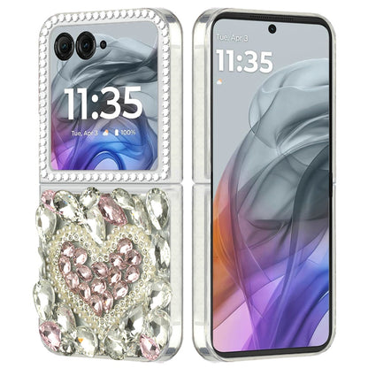 For Motorola Razr 2024 Bling Crystal 3D Full Diamonds Luxury Sparkle Glitter Rhinestone Hybrid Protective Case Cover