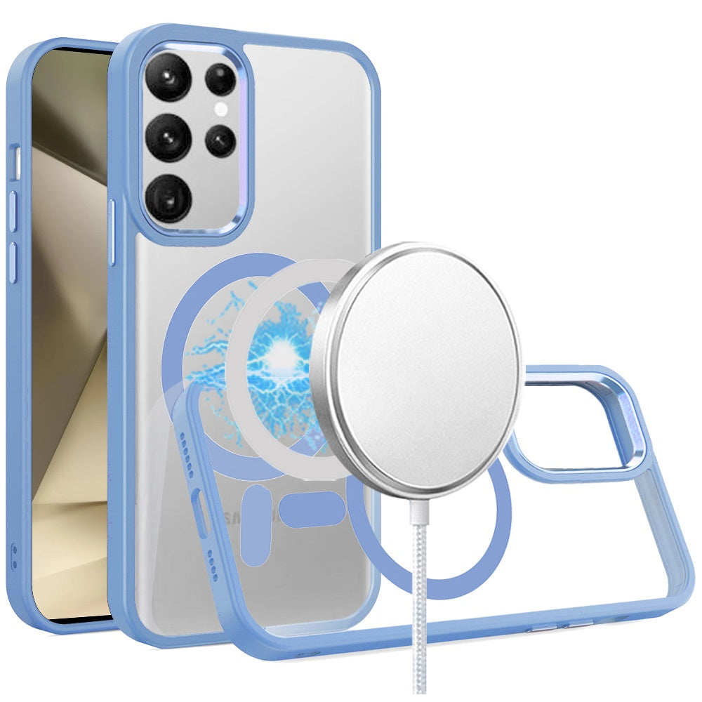 For Samsung Galaxy S24+ Plus Clear Acrylic Hybrid Metal Button Shock Protection Durable Grip Thick Transparent Design for Plus Series Case Cover