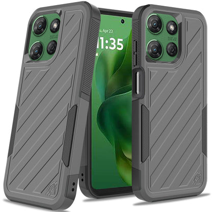 For Motorola Moto G Power 5G 2025 Hybrid lined shockproof dual layer Rugged 2in1 Hard PC & Silicone TPU Non Slip Textured Tough Armor Case Cover