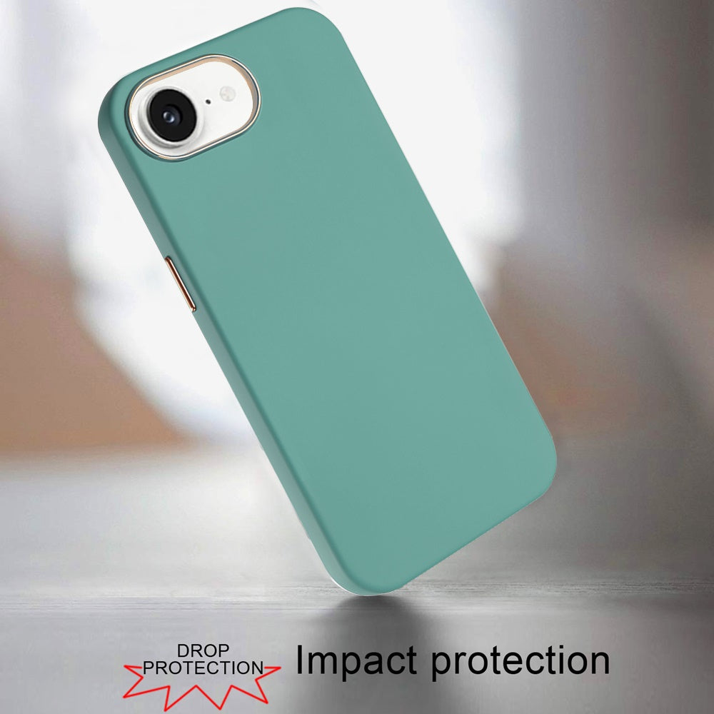 For Apple iPhone 17E /16E Slim Classic Hybrid Around Rubber Gummy Gel Slick Hard PC Silicone TPU Chromed Button Case Cover