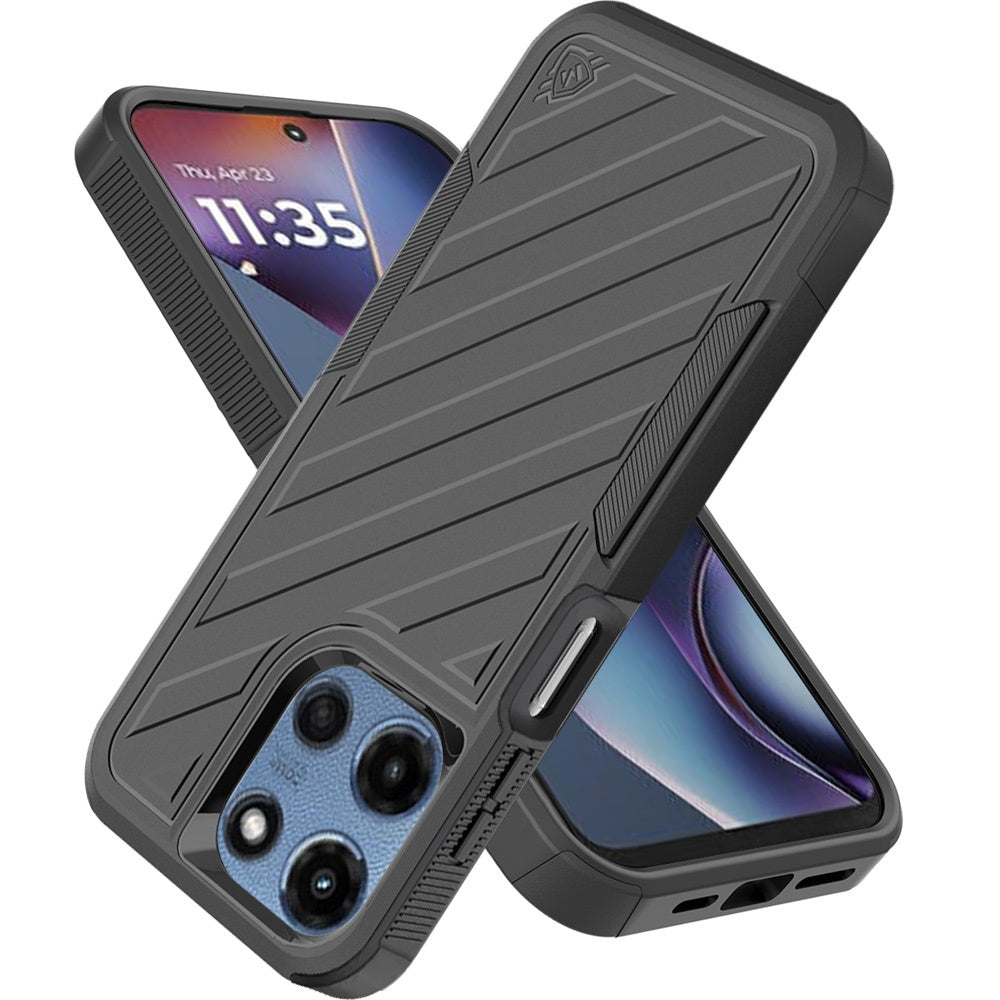For Motorola Moto G 5G 2025 Hybrid lined shockproof dual layer Rugged 2in1 Hard PC & Silicone TPU Non Slip Textured Tough Armor Case Cover