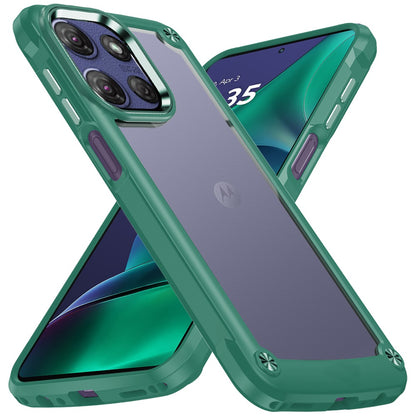 For Motorola Moto G Stylus 5G 2025 Hybrid Transparent Rubber with Metal Buttons & Camera Edges Hard TPU Corner Frame Bumper Case Cover