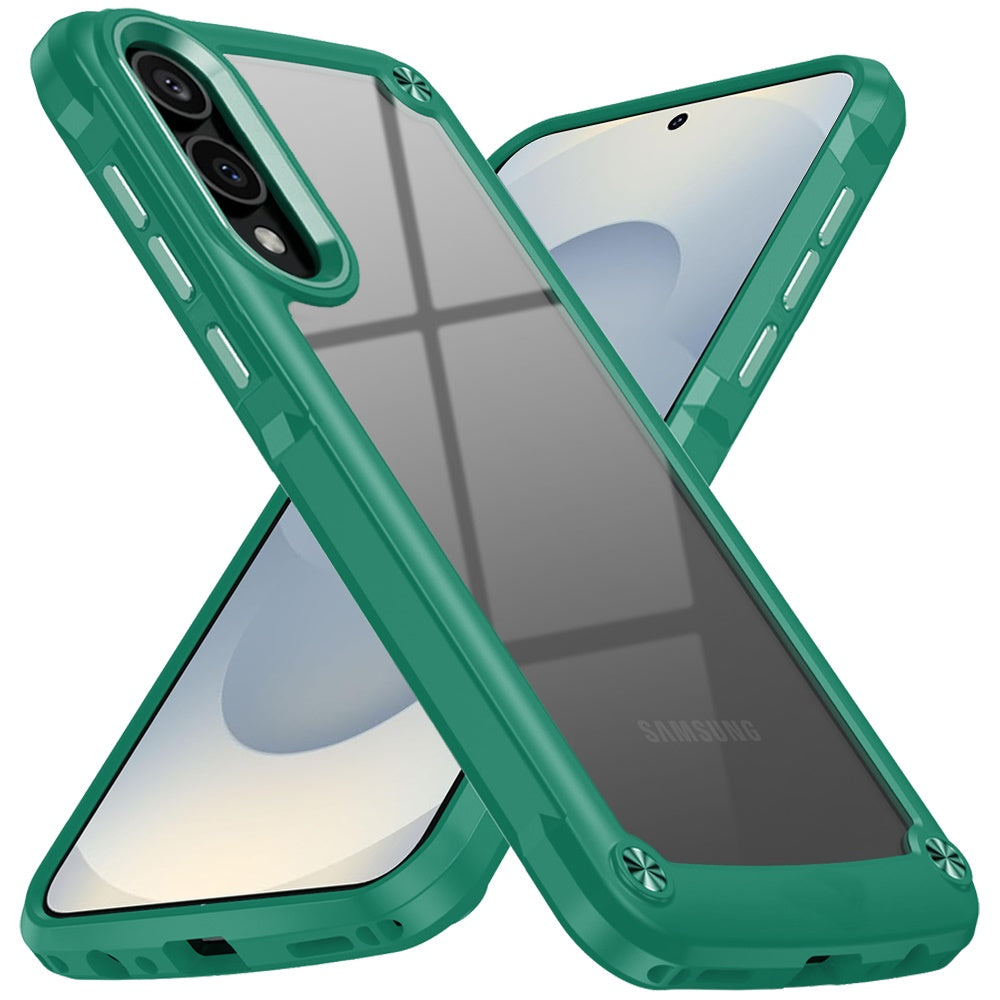 For Samsung Galaxy S25 EDGE Hybrid Transparent Rubber with Metal Buttons & Camera Edges Hard TPU Corner Frame Bumper Case Cover