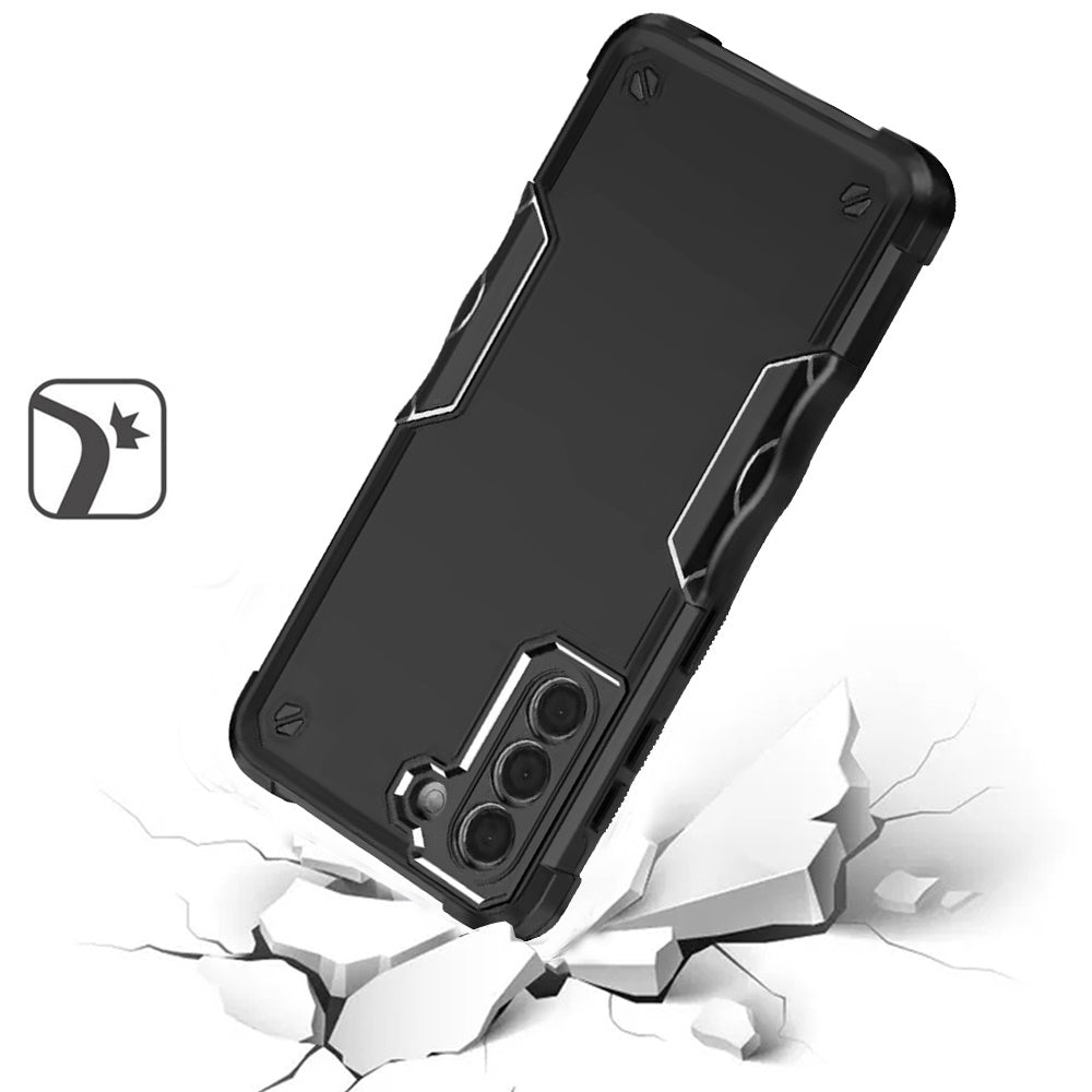 For Samsung Galaxy S22+ / S22 Plus Slim Tough Shockproof Hybrid Heavy Duty 2in1 Dual Layer TPU Bumper Rugged Rubber Defend Armor Case Cover Black