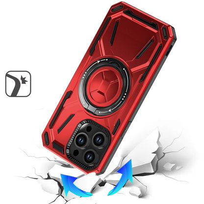 For Apple iPhone 16 Pro (6.3") Hybrid Magnetic Ring and 360° Rotational Kickstand with MagSafe Compatible, Military Grade Drop Protection Case Cover