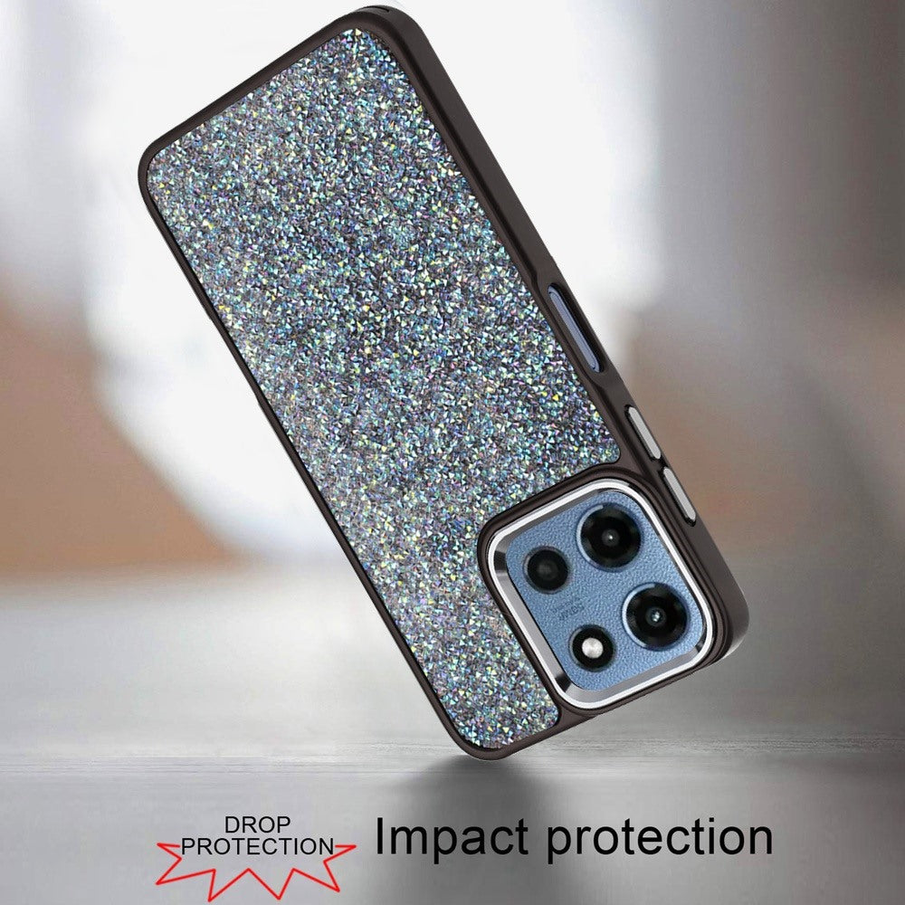 For Motorola Moto G Play 5G 2026 Crystal Sparkle Diamond Glass Full Mini Glitter Bling Frame TPU Hybrid Protective Case Cover Red