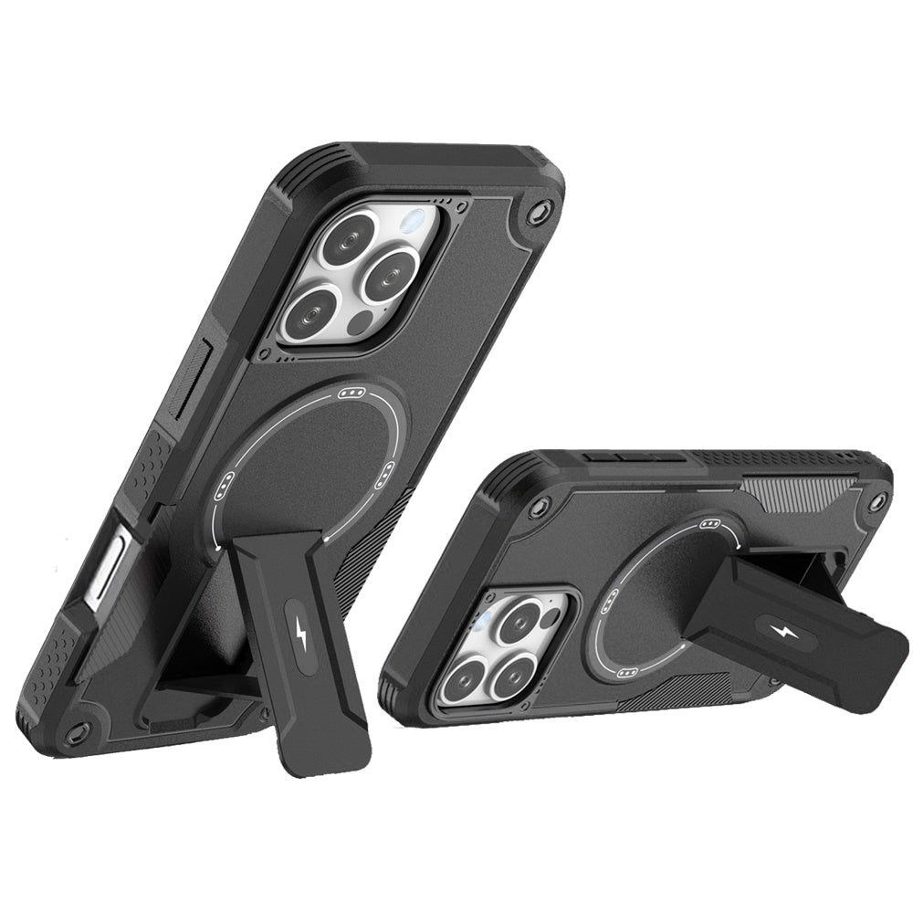 For Apple iPhone 16 Pro Magnetic Invisible Kickstand Holder with Magsafe, Slim Fit Shockproof Hybrid Military Grade Heavy Duty Case Cover