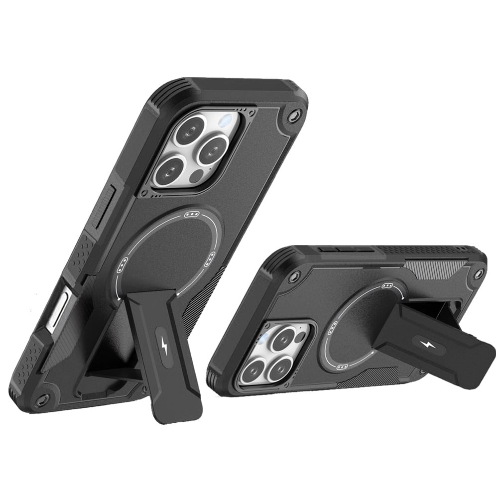 For Apple iPhone 16 Pro Magnetic Invisible Kickstand Holder with Magsafe, Slim Fit Shockproof Hybrid Military Grade Heavy Duty Case Cover