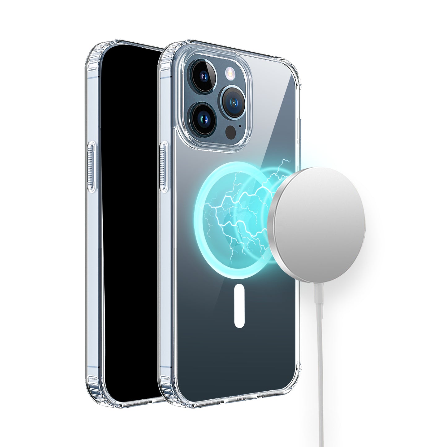 For Apple iPhone 17 Pro Max Classic Hybrid True Transparent Magnetic Circle - Shockproof Hybrid Clear Bumper, Compatible with MagSafe Case Cover Clear