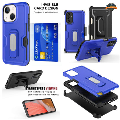 For Samsung Galaxy A16 Hybrid Wallet Case with Invisible ID Card Slot, Kickstand, Holster Belt Clip, Heavy-Duty Protection Case Cover