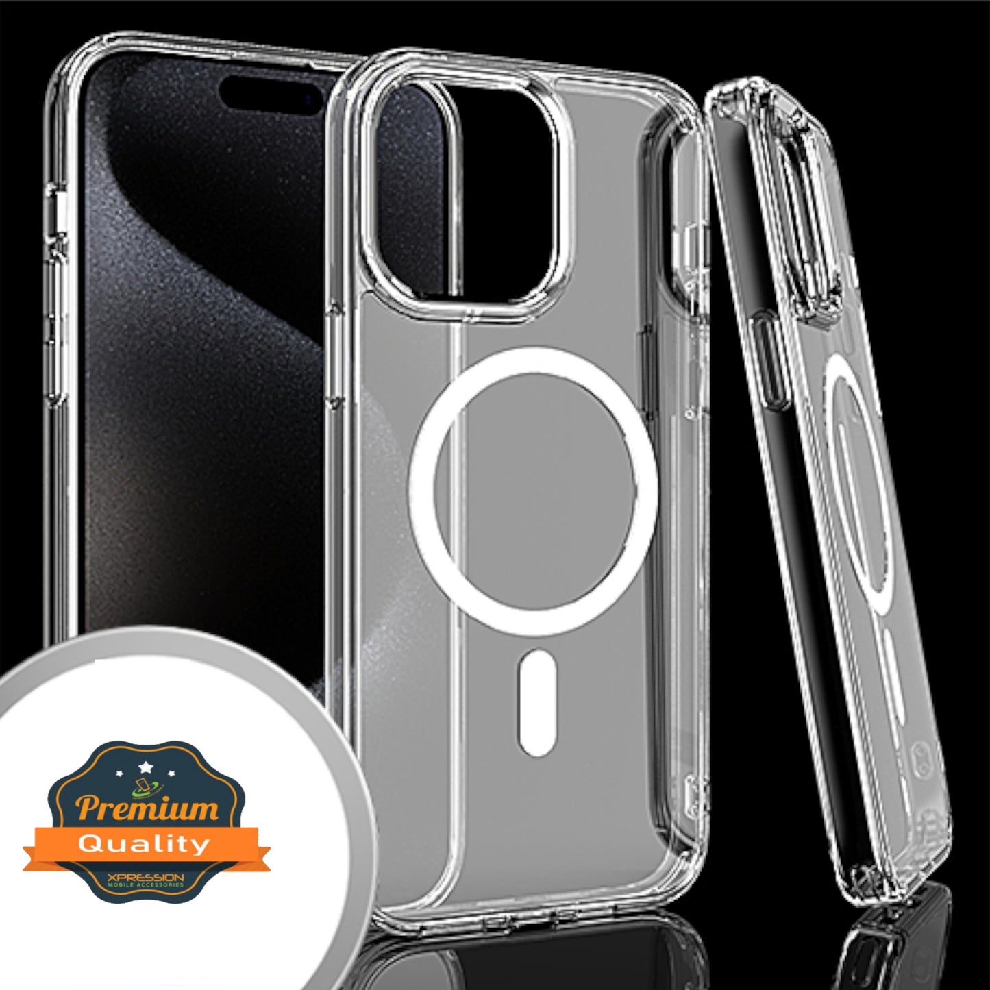 For Apple iPhone 16 Pro Max (6.9") Magnetic Case with Built in Magnets Compatible with MagSafe, Transparent Slim Hybrid Frame Bumper Case Cover Clear
