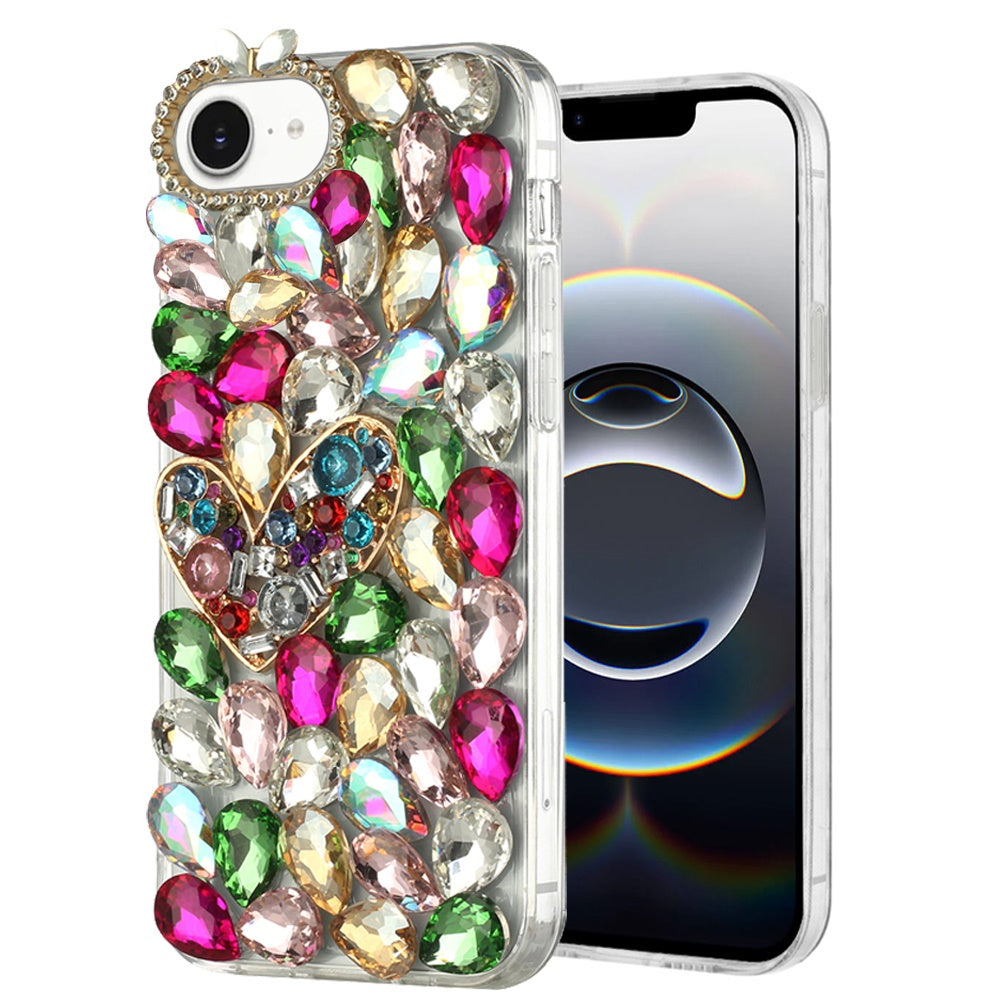 For Apple iPhone 17E /16E Bling Crystal 3D Full Diamonds Luxury Sparkle Rhinestone Hybrid Protective Case Cover