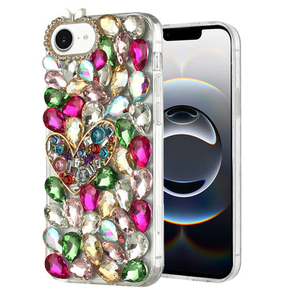 For Apple iPhone 17E /16E Bling Crystal 3D Full Diamonds Luxury Sparkle Rhinestone Hybrid Protective Case Cover