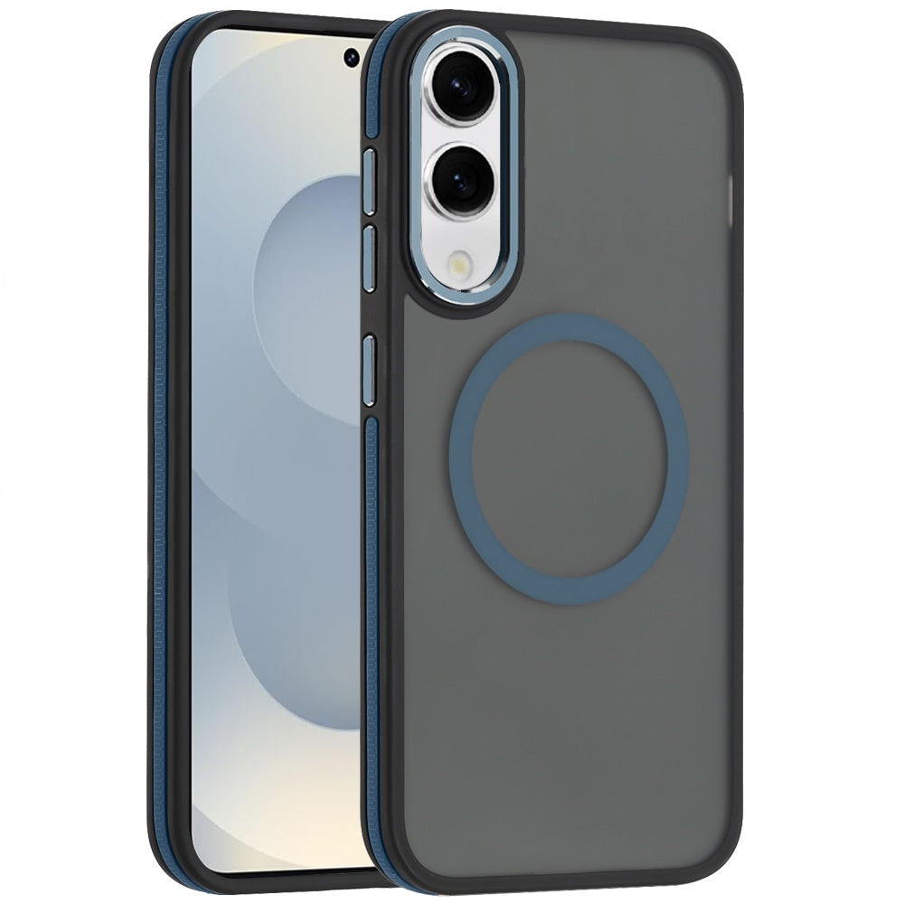 For Samsung Galaxy S25 EDGE Frosted Translucent Back Hybrid Case with Magnetic Circle; MagSafe Compatible, Military Grade Shockproof, Slim Design Case Cover