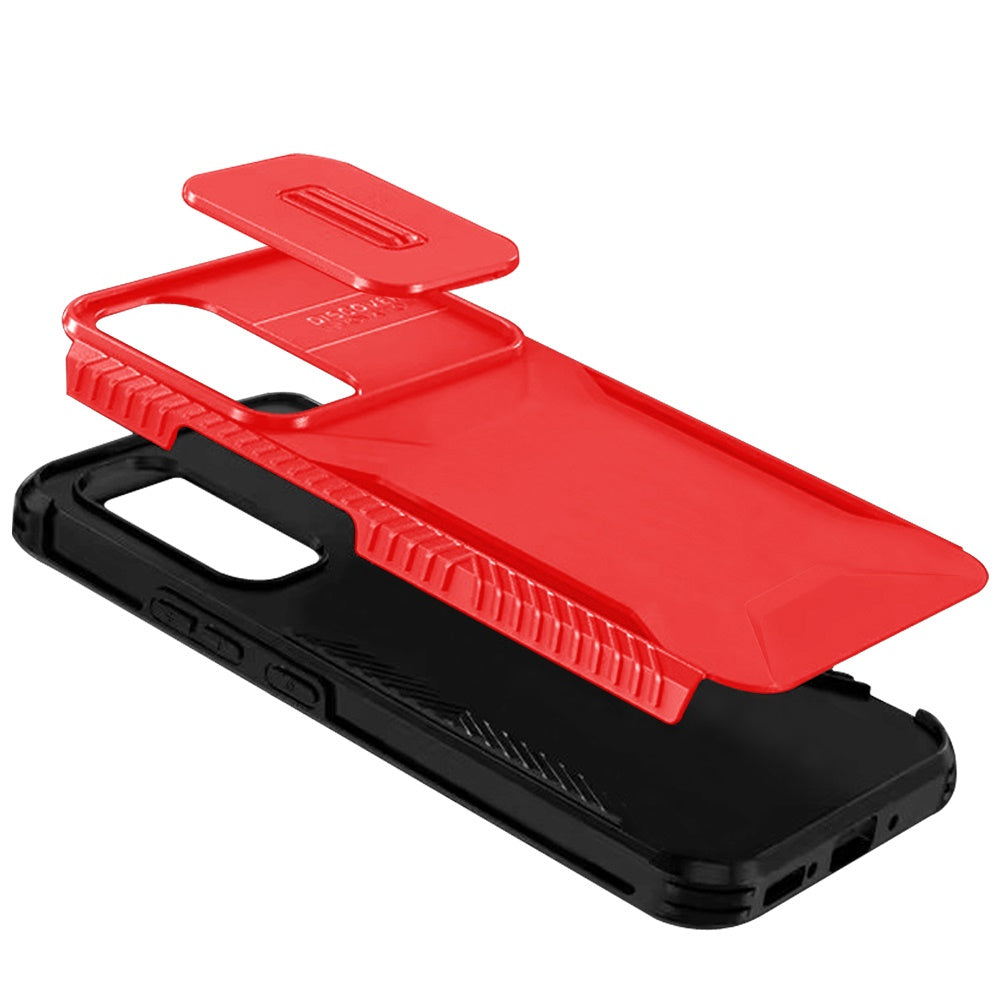 For Samsung Galaxy S24 FE /Fan Edition Shockproof Hybrid with Slide Camera Window Covering, Rugged Tpu Silicone Hard PC Bumper Case Cover