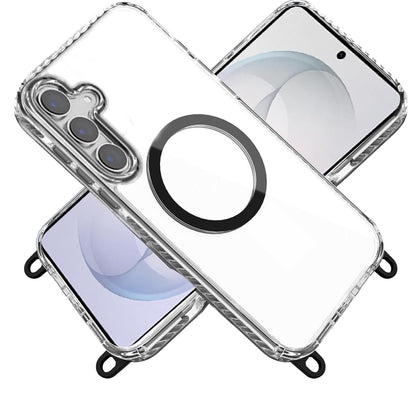Phone Case for Samsung Galaxy S26 Transparent Magnetic Lanyard Shockproof Hybrid Clear Grip Durable Camera Protection TPU Anti-Slip Design Cover