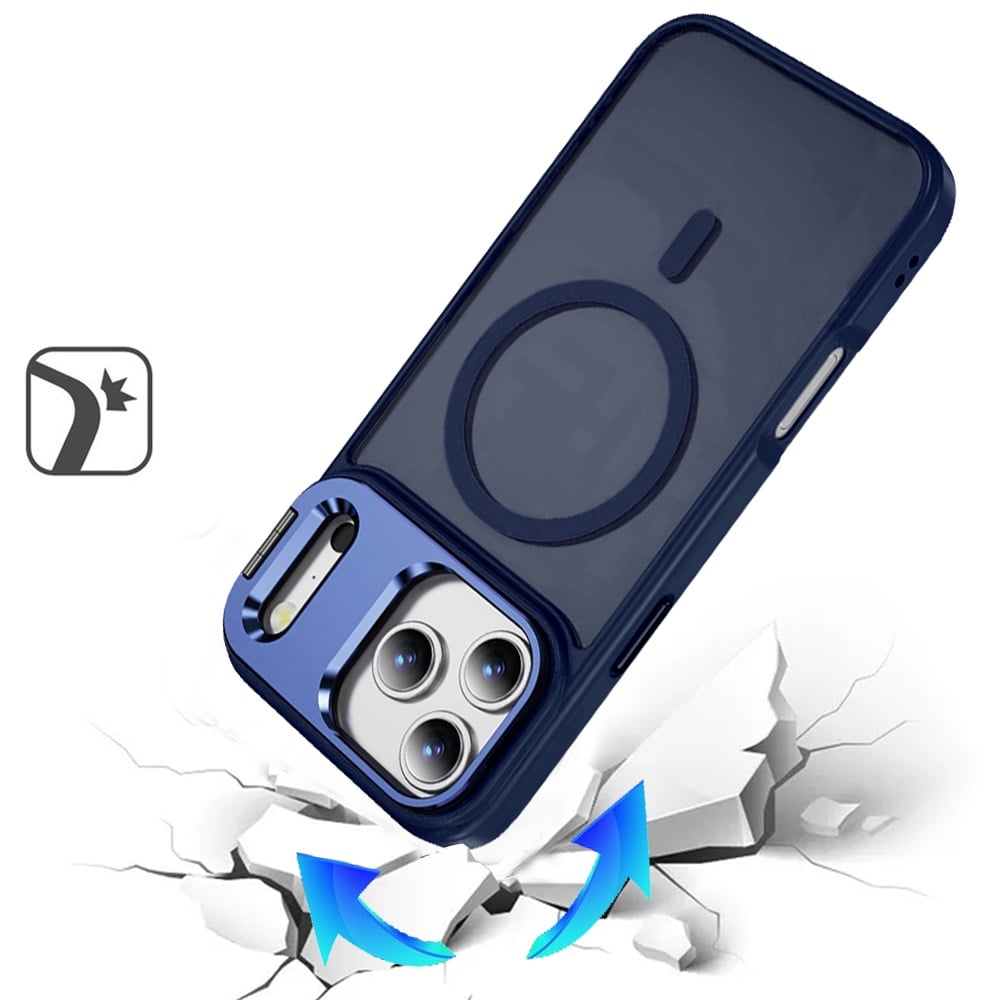 For Apple iPhone 17 Pro (6.3") Heavy Duty Metallic Hybrid Tough TPU with Camera Ring Stand, MagSafe Compatible, Rugged Drop Protection Case Cover