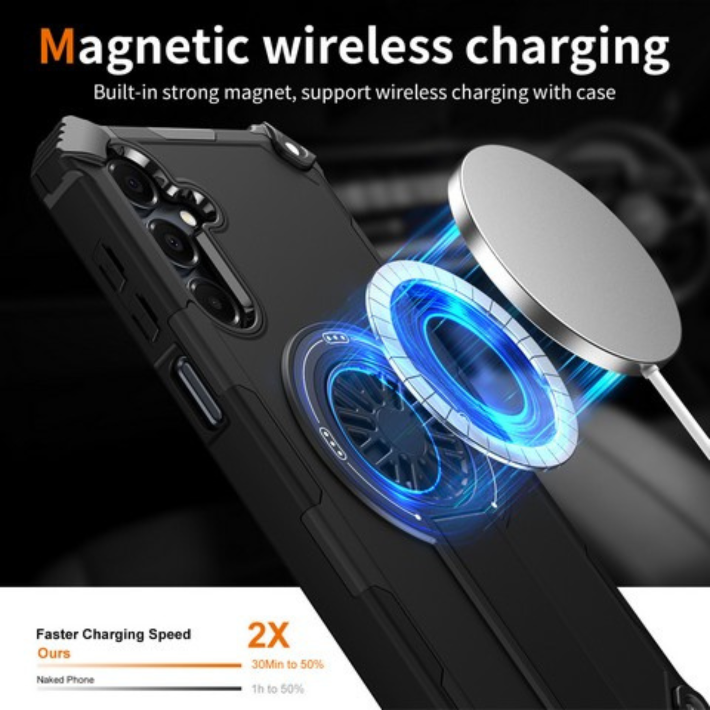 For Samsung Galaxy A37 5G Magnetic Circle Kickstand Hybrid Shockproof Protection with Secure Grip and MagSafe Compatible Design Case Cover