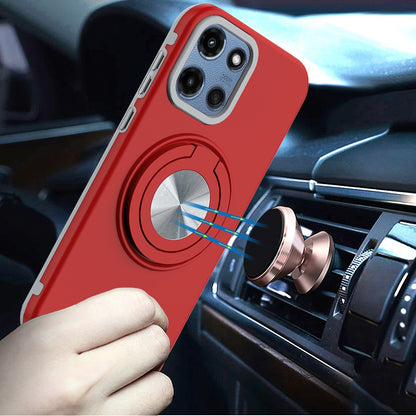 For Samsung Galaxy S25 EDGE Metal Matte Hybrid with Invisible Rotational Ring Stand, Car Mount Friendly, Military Grade Slim Fit Sturdy Case Cover