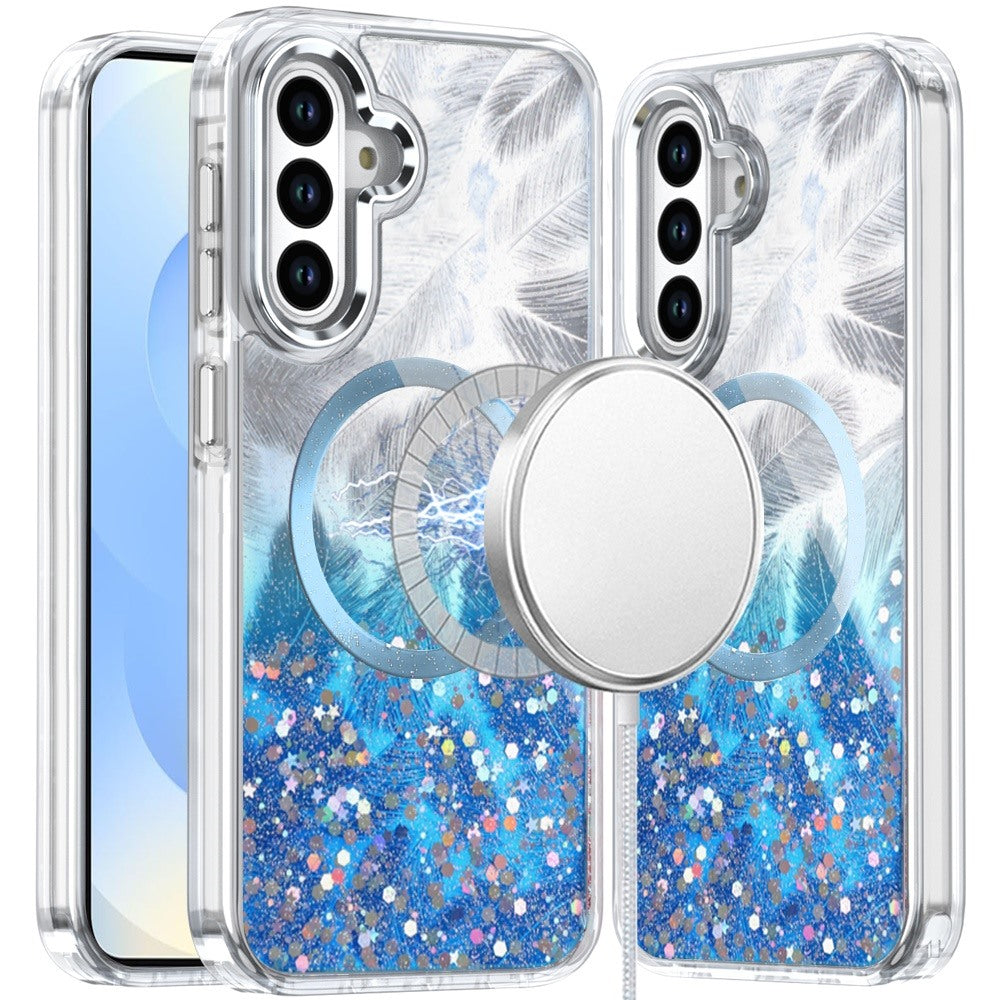 For Apple iPhone 14 /13 Epoxy Glitter Shimmer Fashion Case with Magnetic Magsafe Compatible Hybrid Sparkling Slim Protective Case Cover